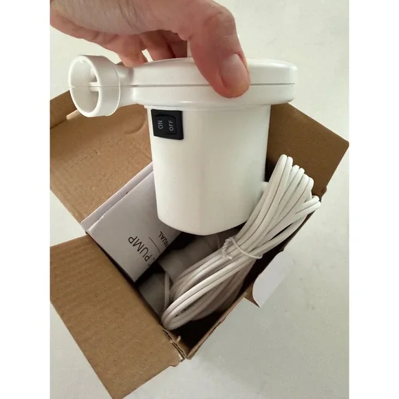 Electric Air Pump 120V AC Quick Fill Inflator Deflator with 3 Nozzles White - Picture 5 of 6